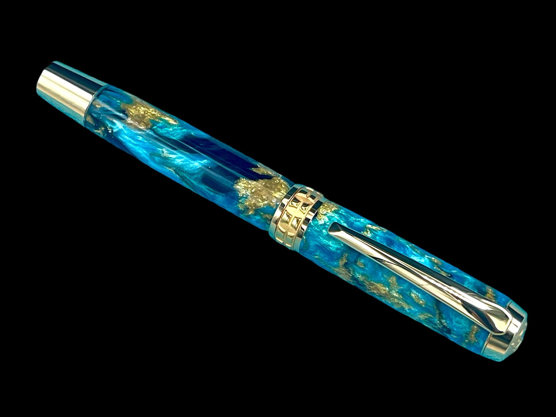 Highlander~Handmade Gold Rollerball Pen, One of a Kind Writing Instrument, Handcrafted in Colorado. Ink, Velvet Sleeve, and Box Included. ML-RB-0925-01 - HighlanderPen