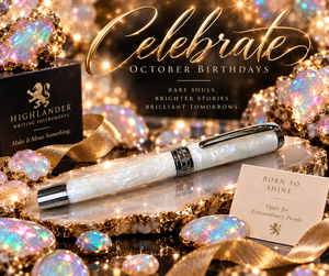 Highlander “Pearly Opal” | Black Titanium Handcrafted Rollerball Pen
