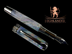 Black Titanium “Mystic Opal” Handmade Fountain Pen, Handcrafted in Colorado. Ink, Converter, Box & Sleeve Included. By Highlander Pen. [ML-FP-1209-03]