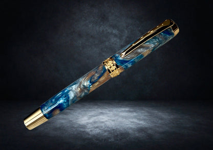 Azure Reflections | Gold Fountain Pen
