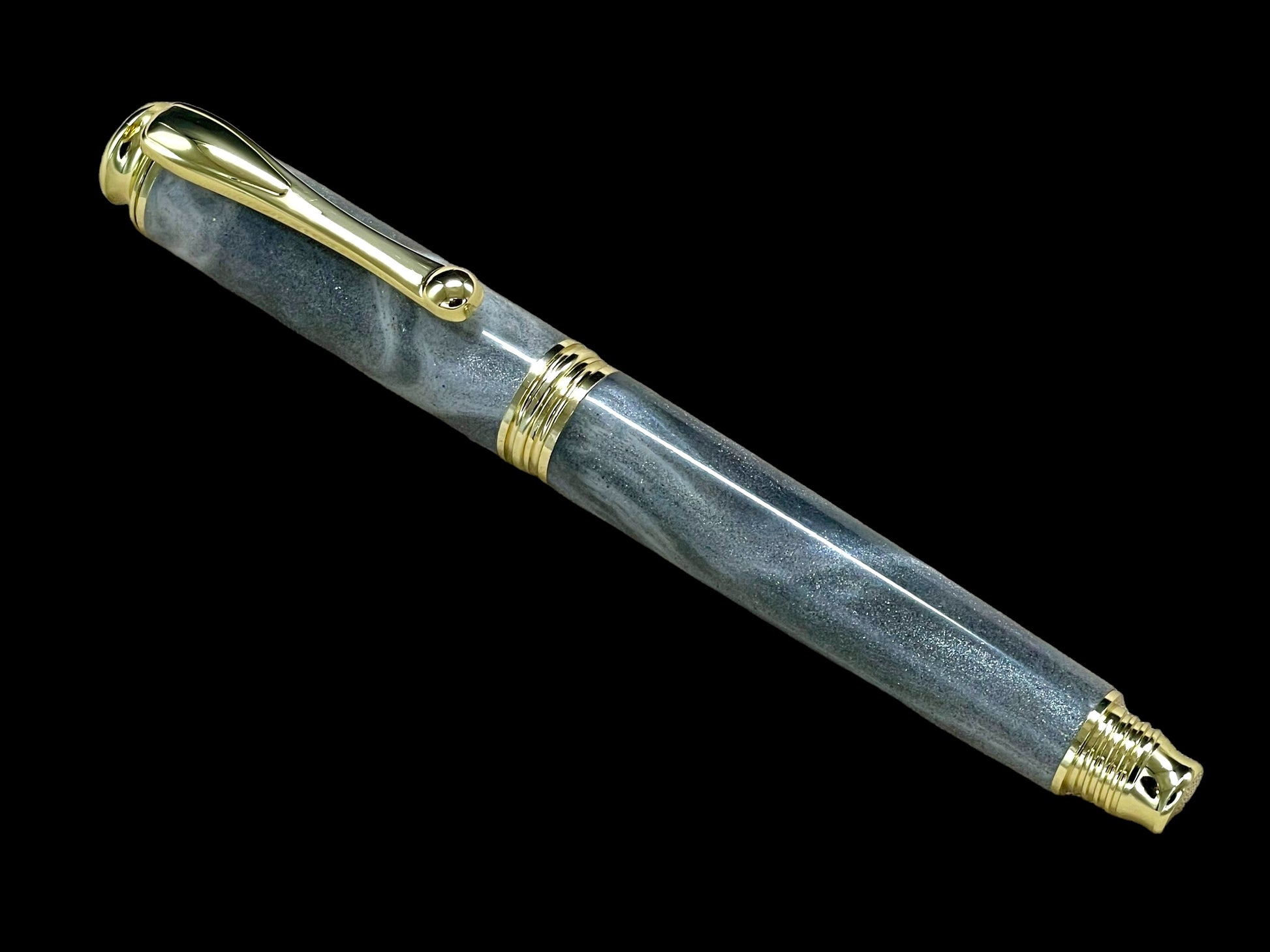 Elegant Swirling Silver Handmade Luxury Gold Fountain Pen By Highlander Writing Instruments. - HighlanderPen