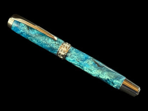 Radiant Blue | Black Titanium Fountain Pen | Handcrafted by Highlander