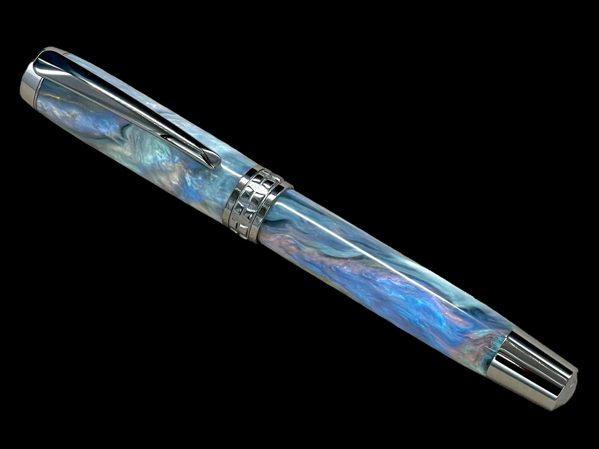 Handcrafted Luxury Black Titanium Fountain Pen, One of a Kind, Handmade in CO with Premium Hardware. Ink, Converter, Sleeve, & Box Included. - HighlanderPen