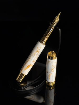Elegant “Calacatta Gold Marble” Gold Fountain Pen