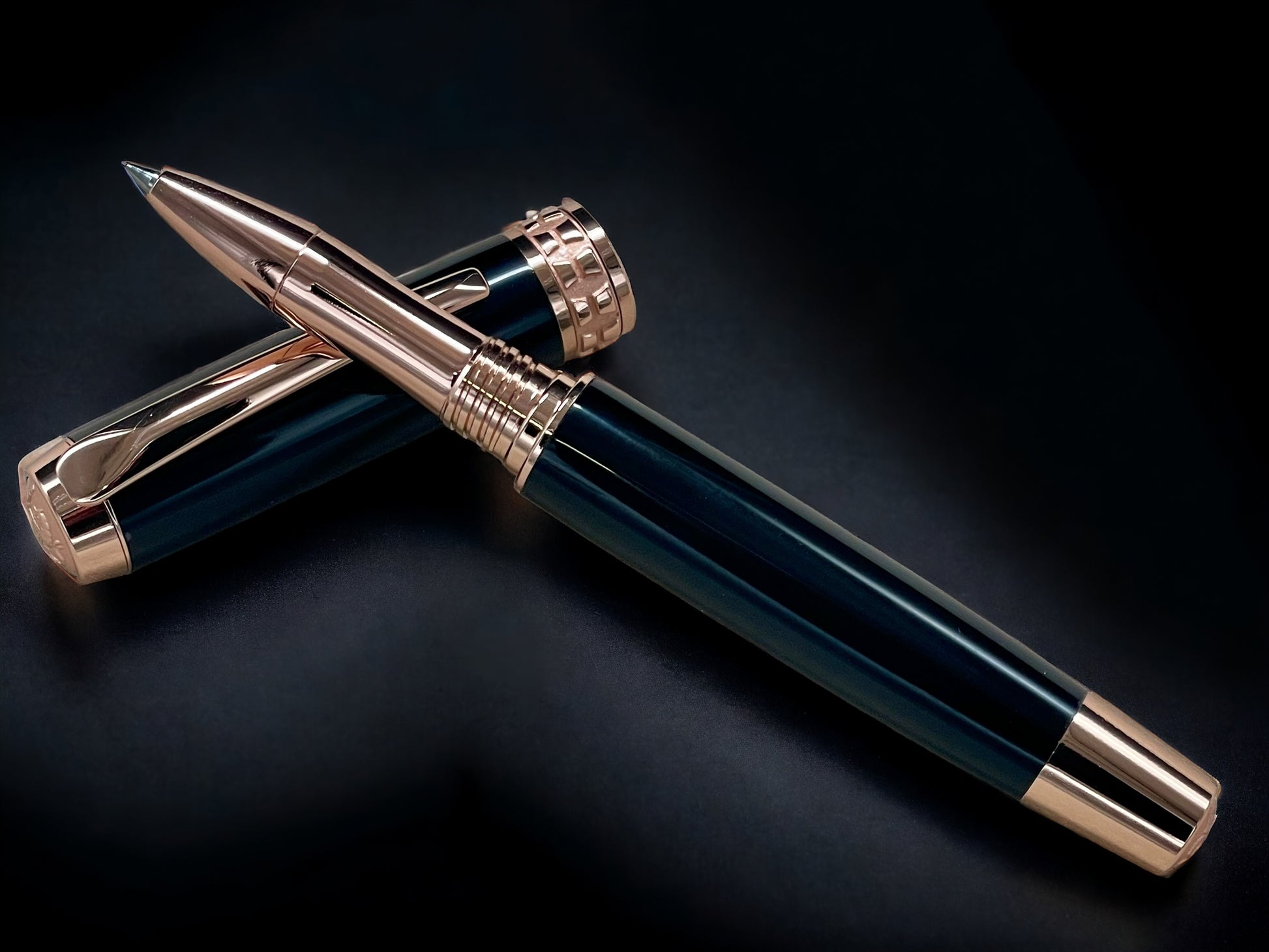 Exotic Gaboon Ebony, One of a Kind, Rose Gold, Handmade Rollerball Pen. Artisan Rare & Unique, Completely Handcrafted  in Co, USA. - HighlanderPen