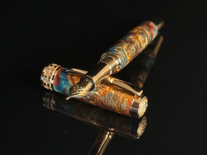 Dragon Skin Fountain Pen – Red Gold Luxury Gift | Handmade by Highlander