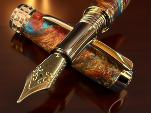 Red Gold “Dragon Skin” Handcrafted Highlander Fountain Pen - A Striking Gift for Pen Enthusiasts