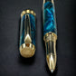 Gold Rollerball Pen, Artisan Handcrafted Writing Instrument. Handmade with Custom Hardware in Colorado. One of a Kind. “Deep Teal” - HighlanderPen