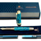 Elegant “Teal/Black/Gold” Handcrafted Luxury Gold Fountain Pen, One of a Kind, Handmade in Colorado. Ink, Converter, Sleeve, & Box Included. - HighlanderPen