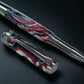 Red Swirl, One of a Kind, Handmade Custom Black Titanium Rollerball Pen. Artisan Rare & Unique, Completely Handcrafted in Colorado, USA. - HighlanderPen