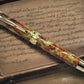 Striking “Blood Orange & Gold" Gold Rollerball Pen, Artisan Handcrafted Writing Instrument. Handmade Custom in Colorado. One of a Kind. - HighlanderPen