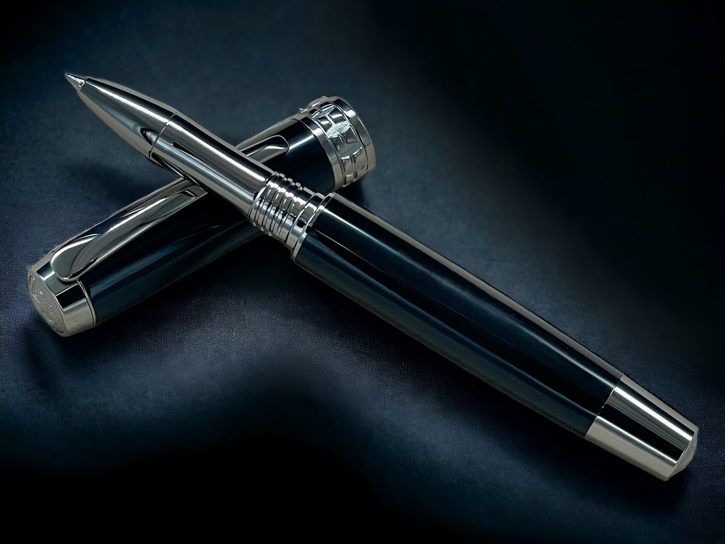 Exotic Gaboon Ebony, One of a Kind, Handmade Custom Black Titanium Rollerball Pen. Artisan Rare & Unique, Handcrafted in CO. - HighlanderPen