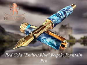 Red Gold “Endless Blue” Bespoke Fountain Pen