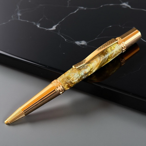 Highlander “Molten Metals" Red Gold Ballpoint Pen - Handmade Luxury Gifts From Colorado