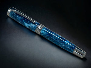 “Blue Wave” One of a Kind, Handmade Custom Black Titanium Rollerball Pen. Artisan Rare & Unique, Completely Handcrafted in Colorado, USA. - HighlanderPen