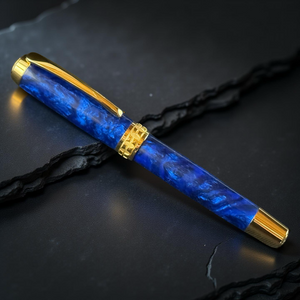 Highlander “Deep Sapphire” | Handcrafted Gold Fountain Pen