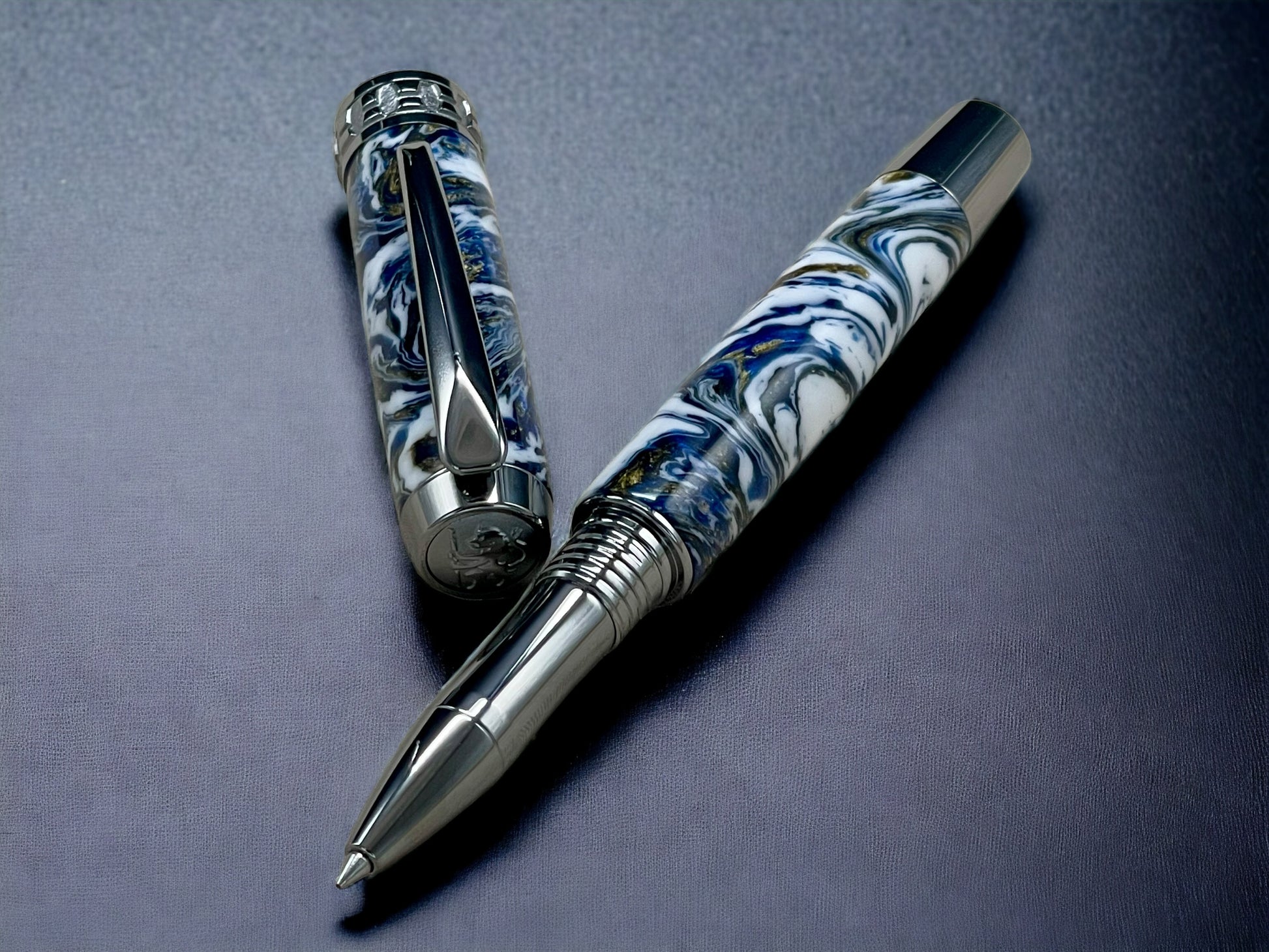 Ming Dynasty, One of a Kind, Handmade Custom Black Titanium Rollerball Pen. Artisan Rare & Unique, Completely Handcrafted in Colorado, USA. - HighlanderPen