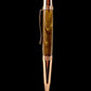 Rose Gold Exotic Bethlehem Olivewood Handmade Ballpoint Pen. One of a Kind, Handcrafted by Highlander Pen in CO. Box, Ink, & Sleeve Included. [ML-BP-1125-01]