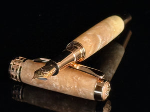 Linen Scriptor – Red Gold Silky Linen Fountain Pen | Handmade by Highlander