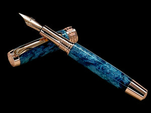 Handcrafted Luxury Rose Gold Fountain Pen, One of a Kind, Handmade in Colorado with Premium Hardware. Ink, Converter, Sleeve & Box Included. - HighlanderPen