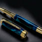 Gold Rollerball Pen, Artisan Handcrafted Writing Instrument. Handmade with Custom Hardware in Colorado. One of a Kind. “Deep Teal” - HighlanderPen