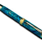 Elegant “Teal/Black/Gold” Handcrafted Luxury Gold Fountain Pen, One of a Kind, Handmade in Colorado. Ink, Converter, Sleeve, & Box Included. - HighlanderPen