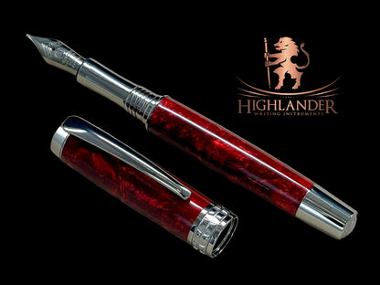 Elegant "Akai Red" Black Titanium Fountain Pen, Artisan Handcrafted Writing Instrument. Simple to Use. Custom Handmade in Colorado. - HighlanderPen