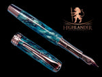 Elegant "Deep Teal" Handcrafted Black Titanium Fountain Pen. One of a Kind. Handmade in Colorado. Ink, Converter, Sleeve & Box Included. - HighlanderPen