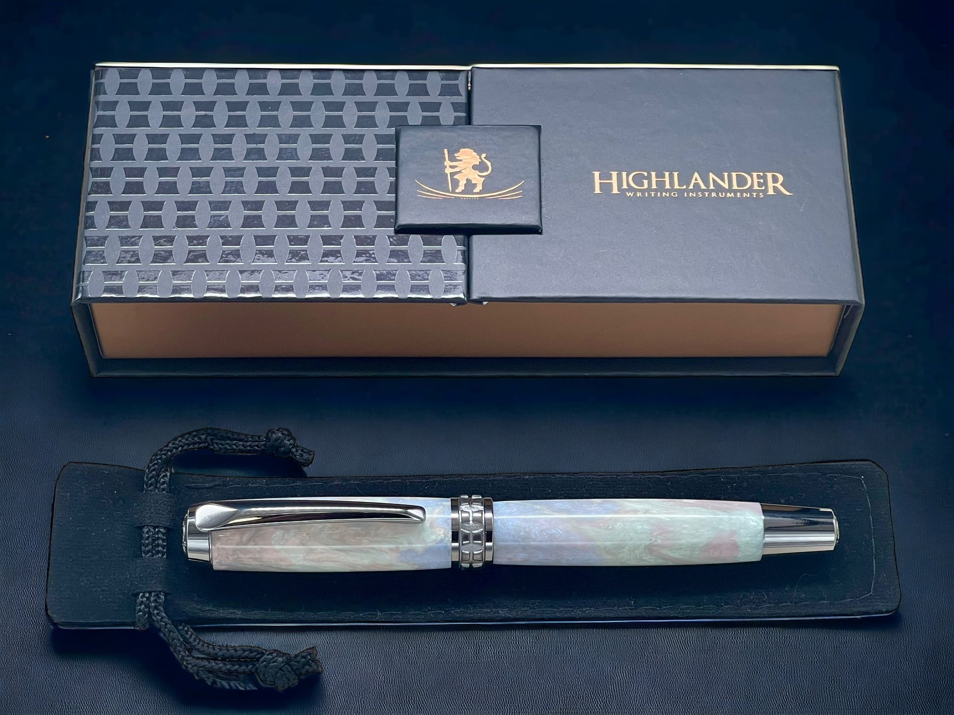 Matte Opal, One of a Kind, Handmade Custom Black Titanium Rollerball Pen. Artisan Rare & Unique, Completely Handcrafted in Colorado, USA. - HighlanderPen