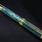 Iridescent Green, One of a Kind Gold, Handmade Custom Acrylic Rollerball Pen. Artisan Rare & Unique, Completely Handcrafted  in Co, USA - HighlanderPen