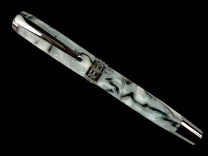 Black Titanium Handmade Acrylic Rollerball Pen. One of a Kind. Handcrafted in Colorado. Ink, Box & Sleeve Included, by Highlander Pen. [ML-RB-1120-03]