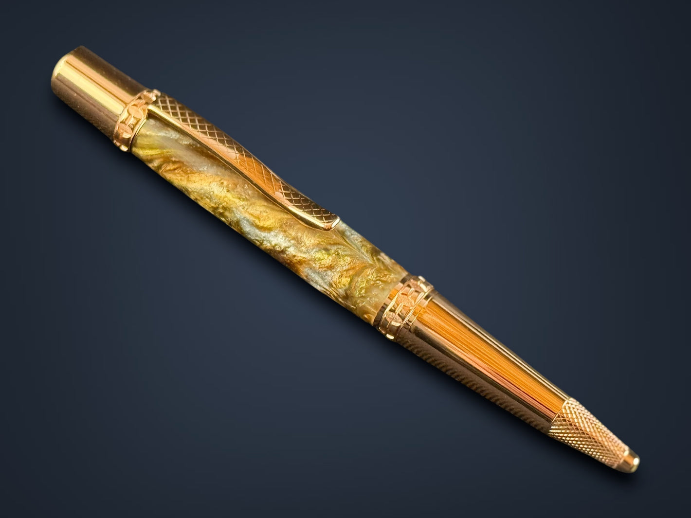 Highlander “Molten Metals" Red Gold Ballpoint Pen - Handmade Luxury Gifts From Colorado