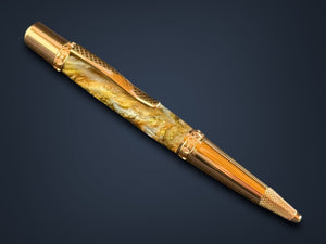 Highlander “Molten Metals" Red Gold Ballpoint Pen - Handmade Luxury Gifts From Colorado