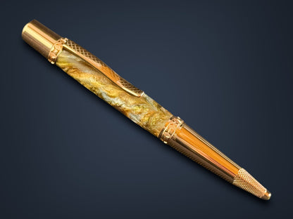 Highlander “Molten Metals" Red Gold Ballpoint Pen - Handmade Luxury Gifts From Colorado
