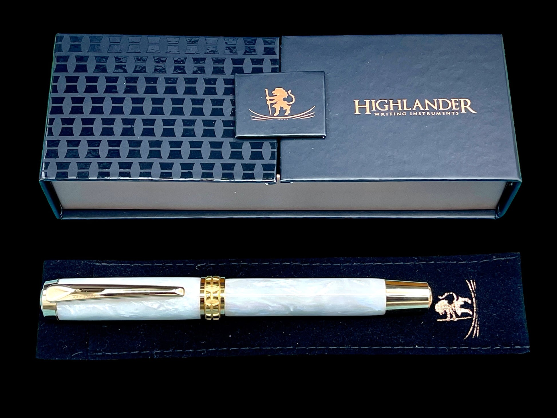 Elegant “Pearly Opal” Acrylic Handcrafted Gold Rollerball Pen, One of a Kind, Handmade in Colorado. Ink, Velvet Sleeve, & Pen Box Included. - HighlanderPen