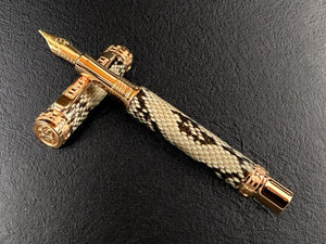 Authentic Reticulated Python Red Gold Fountain Pen [ML-FP-0220-01]