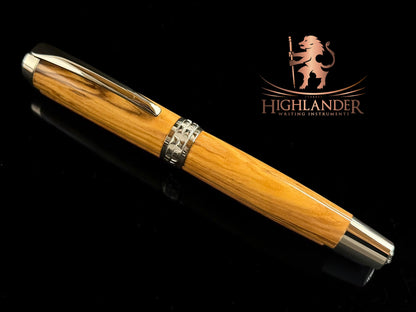 Exotic Bethlehem Olivewood | Black Titanium Rollerball | Handmade by Highlander | 120 GSM Journal Included