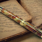 Striking “Blood Orange & Gold" Gold Rollerball Pen, Artisan Handcrafted Writing Instrument. Handmade Custom in Colorado. One of a Kind. - HighlanderPen