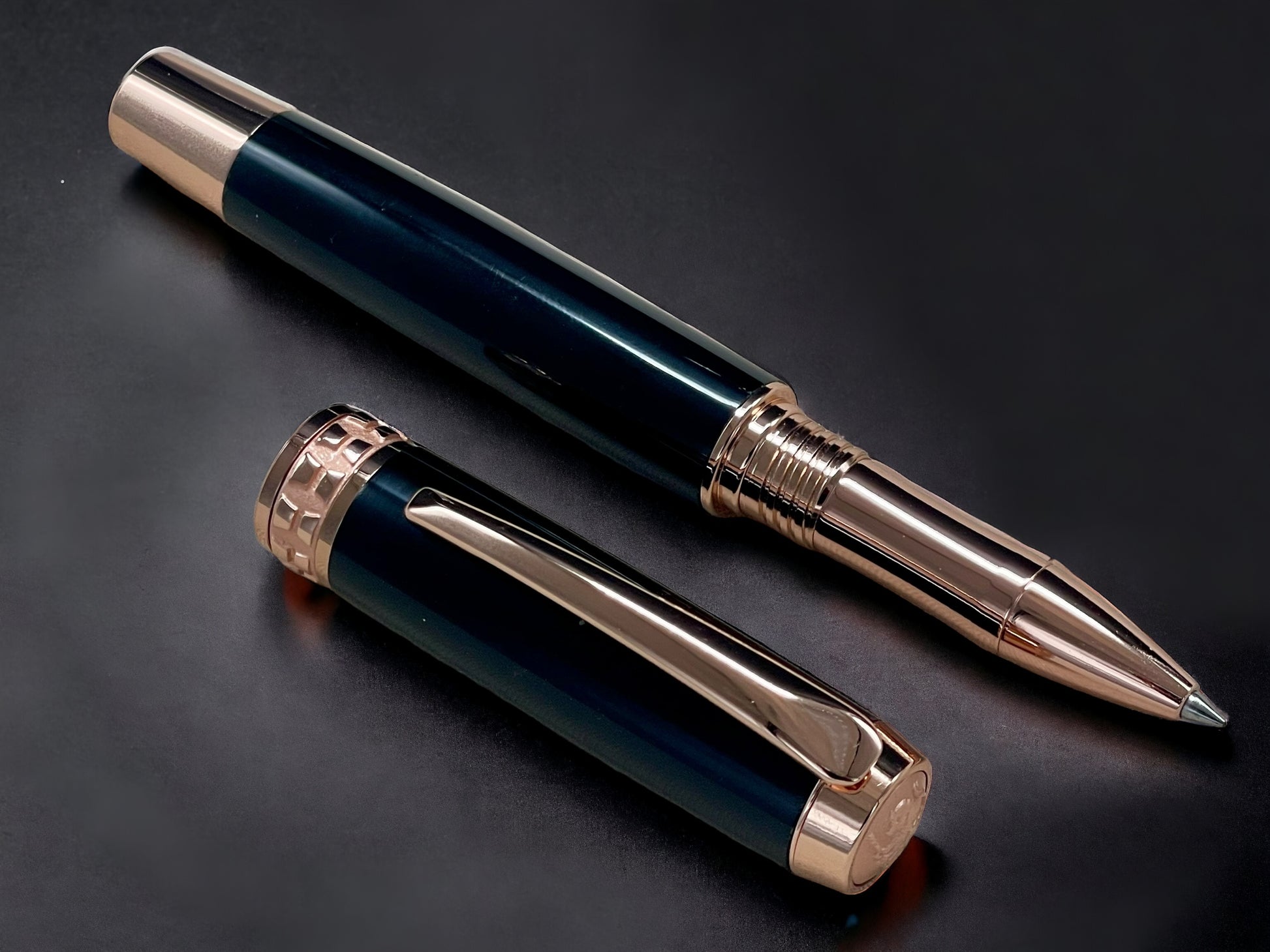 Exotic Gaboon Ebony, One of a Kind, Rose Gold, Handmade Rollerball Pen. Artisan Rare & Unique, Completely Handcrafted  in Co, USA. - HighlanderPen