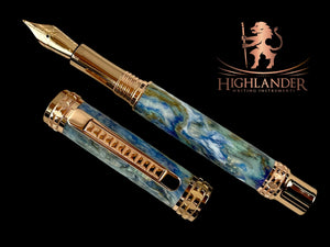 Rose Gold “Edinburgh” Handmade Fountain Pen. Ink, Converter, Pen Sleeve & Box Included. Handcrafted in Colorado by Highlander Pen. [ML-FP-1107-01]