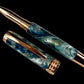 Rose Gold “Narwhals” Handmade Rollerball Pen. One of a Kind, Handcrafted by Highlander Pen in Colorado. Box, Sleeve, & Ink Included. [ML-RB-1213-01]