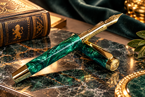 Emerald Green Gold Fountain Pen | Complementary Ink And journal