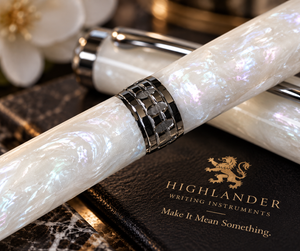 Highlander “Pearly Opal” | Black Titanium Handcrafted Rollerball Pen