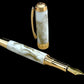 Gold Handmade Fountain Pen, Luxury, Acrylic, One of a Kind, Handcrafted in CO. Ink, Converter, Sleeve, & Box Included. By Highlander Pen. [ML-FP-1012-01]