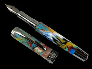 Black Titanium “Outlandish” Handmade Fountain Pen, Handcrafted in Colorado. Ink, Converter, Box & Sleeve Included. By Highlander Pen [ML-FP-1109-01]