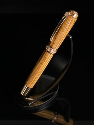 Certified Bethlehem Olivewood Red Gold Rollerball Pen