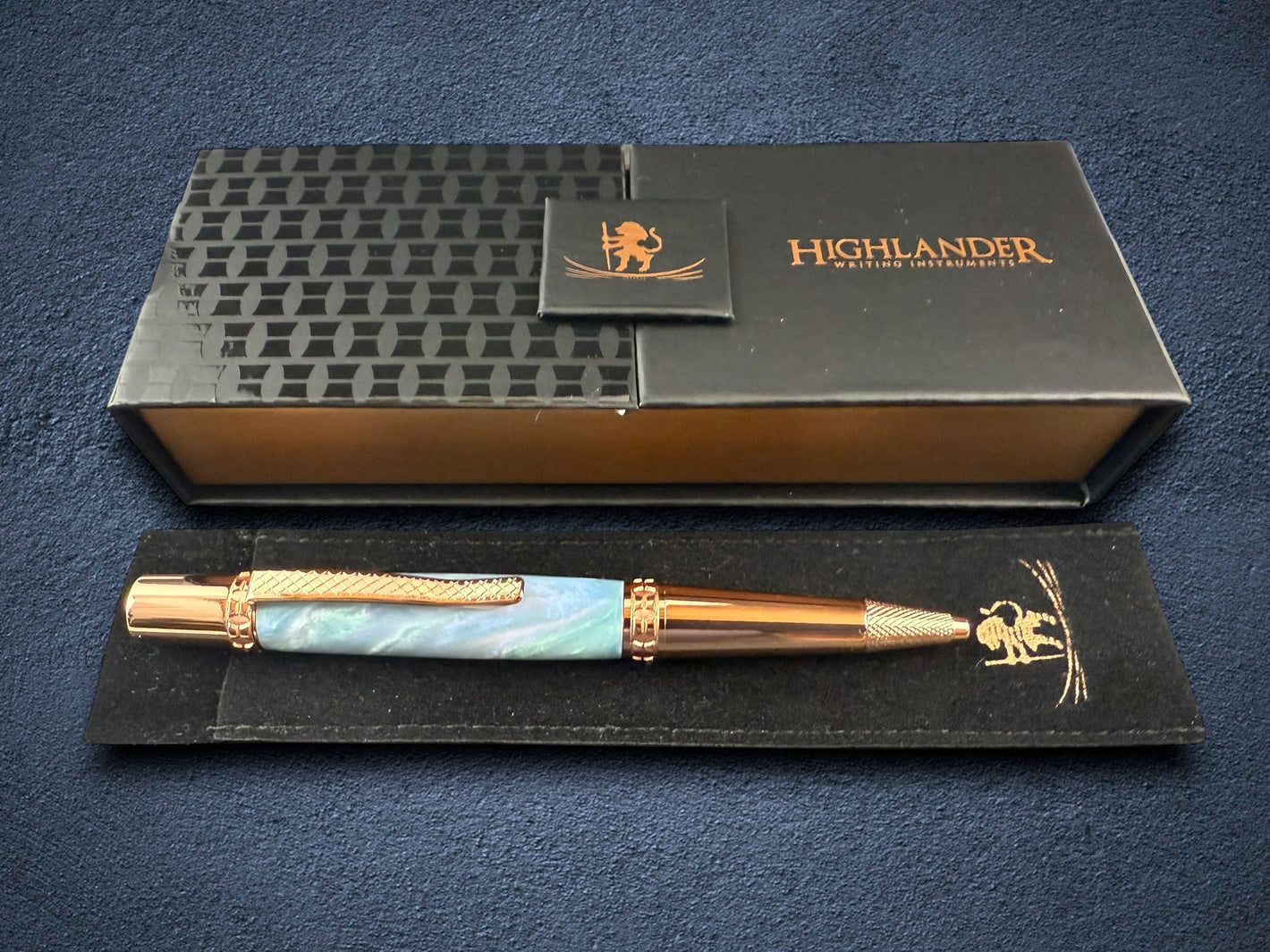 Red Gold “Sapphire Opal” Handmade Highlander Glasgow Ballpoint Pen
