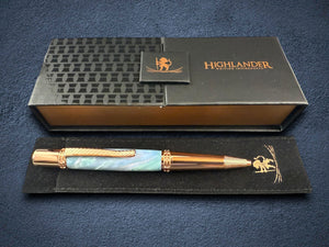 Red Gold “Sapphire Opal” Handmade Highlander Glasgow Ballpoint Pen