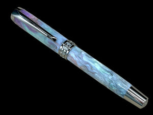 Black Titanium “Mystic Opal” Handmade Fountain Pen, Handcrafted in Colorado. Ink, Converter, Box & Sleeve Included. By Highlander Pen. [ML-FP-1011-01]