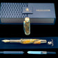 Striking “Gold-Orange Swirl” Handcrafted Gold Fountain Pen, One of a Kind, Handmade in Colorado. Ink, Converter, Sleeve, & Box Included. - HighlanderPen